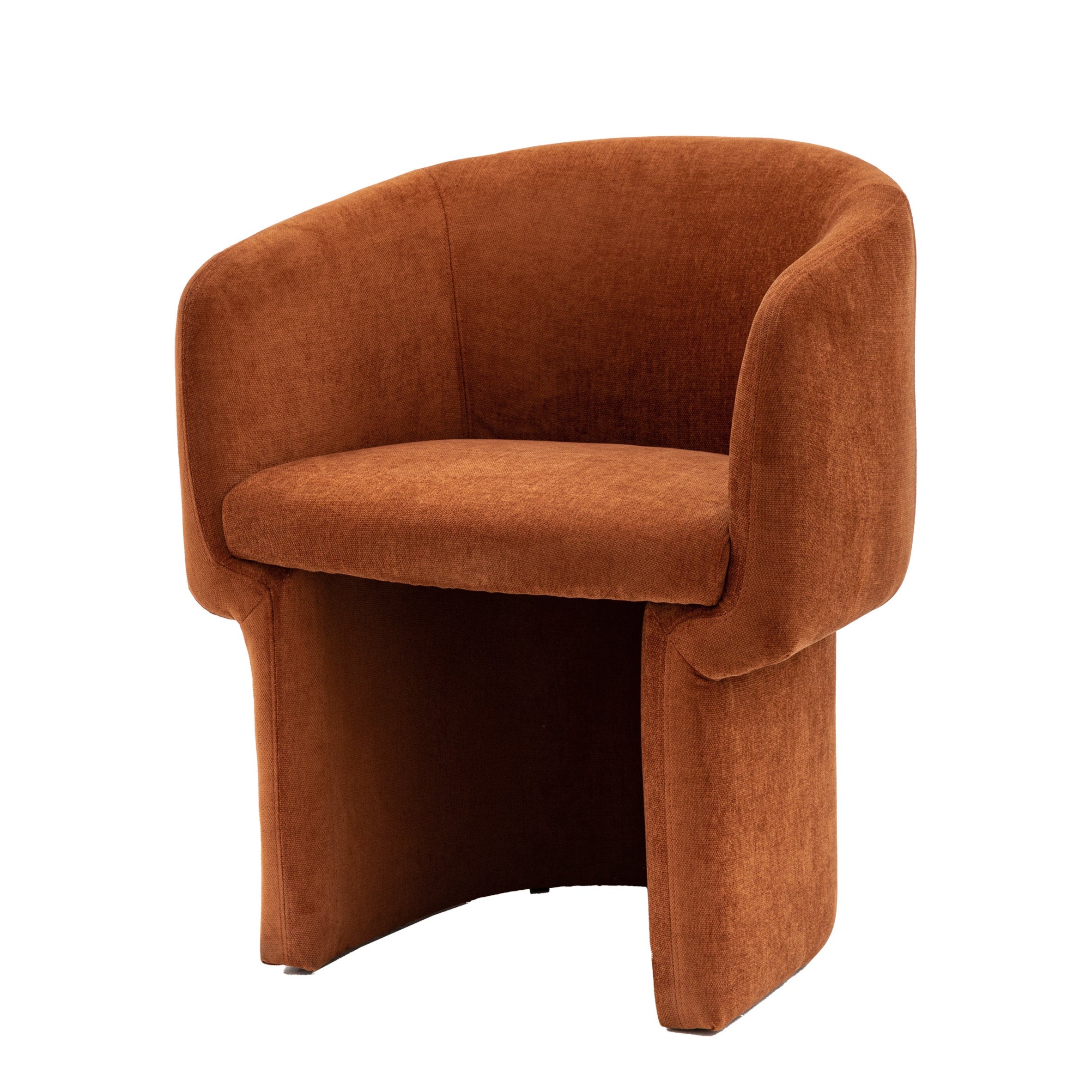 Capponi Rust Orange Chenille Tub Bucket Dining Chair